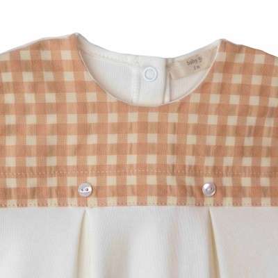 Babygrow algodão pérola com padrão vichy Seaside