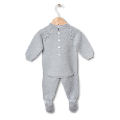 Babygrow tricotado em lã merino verde seco | WINTER DAY Wedoble