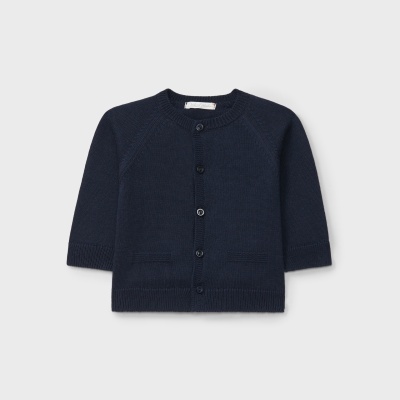 Casaco em malha de algodão azul marinho