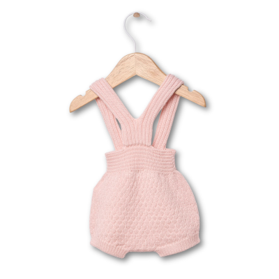 Fofo com alças tricotado em lã merino rosa | COSY Wedoble