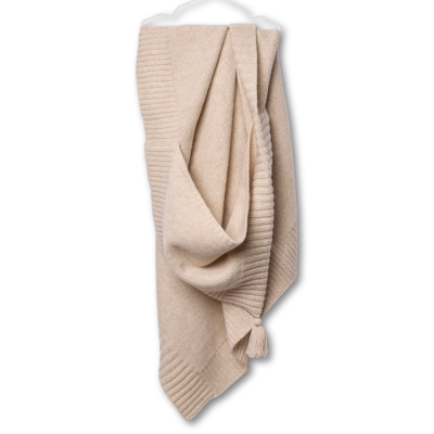 Manta com capuz tricotada em lã merino | LITTLE TEDDY BEAR Wedoble