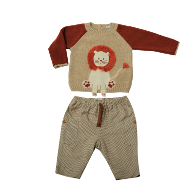 Conjunto 2 peças calça e camisola em bege mescla