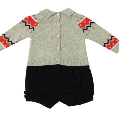 Fofo malha jaquard com bombazine em cinzento