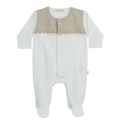 Babygrow algodão pérola com peito bege Fruity