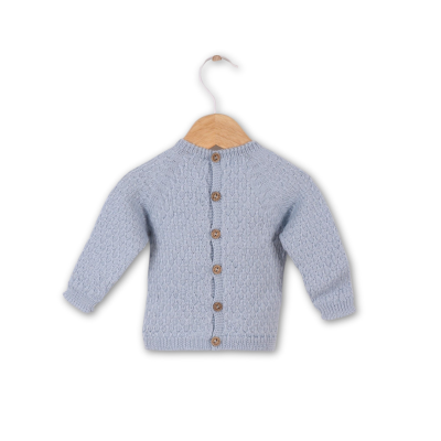 Camisola tricotada em lã merino azul | COSY Wedoble