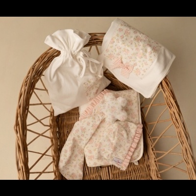 Saco algodão primeira roupa pérola Olívia