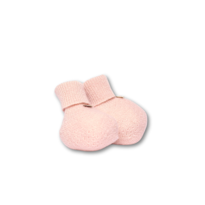 Carapins tricotados em lã merino e caxemira rosa | LITTLE LOVE Wedoble
