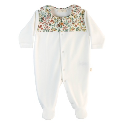 Babygrow laminado com peito floral pérola Flowery Baby Gi