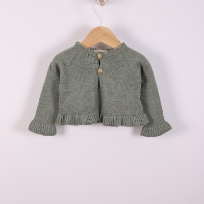 Casaco tricotado em algodão orgânico verde seco | NAVY CODE