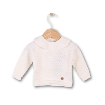 Camisola tricotada em lã merino pérola | COSY Wedoble