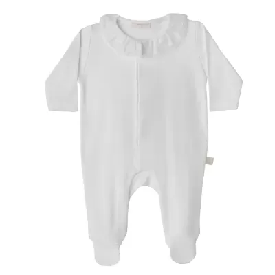 Babygrow algodão c/ gola renda branco