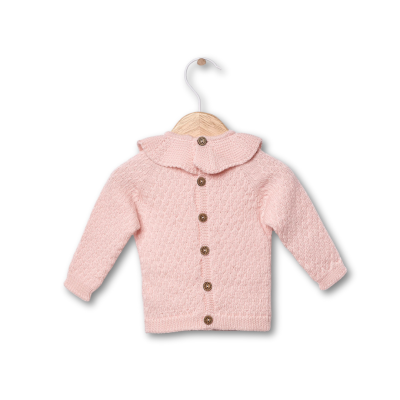 Camisola tricotada em lã merino rosa | COSY Wedoble