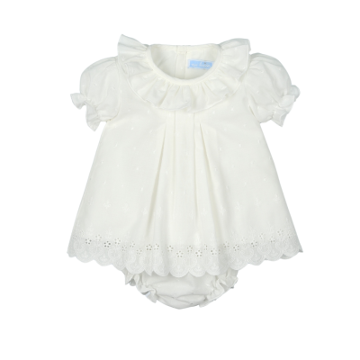 Conjunto em malha de algodão com tecido bordado em cru "Sensitive