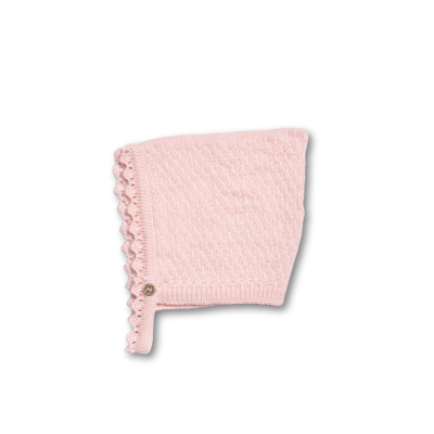 Touca tricotada em lã merino rosa | COSY Wedoble