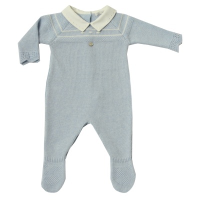 Babygrow malha com gola bico em azul bebé