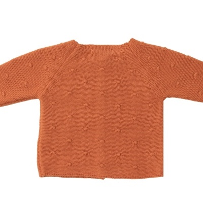 Casaco malha algodão orgânico c/ decote redondo ferrugem