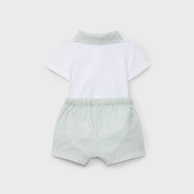 Conjunto em algodão em branco e verde menta