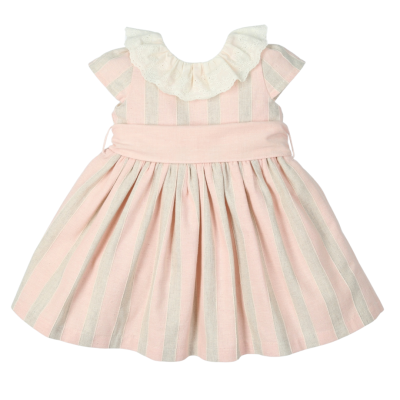 Vestido em algodão listado em rosa blossom "Rich"