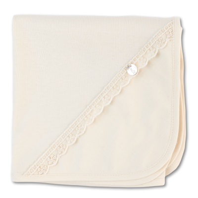 Fralda algodão bege com renda Baby Gi