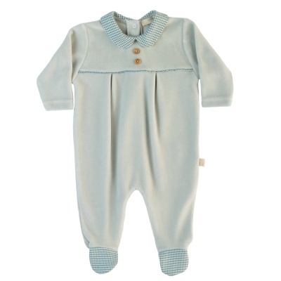 Babygrow laminado com gola redonda menta Flowery Baby Gi