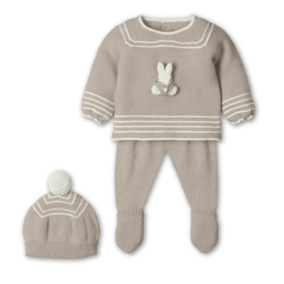 Conjunto de malha de 3 peças na cor nuez "RABBIT MOONLIGHT" Mac Ilusión