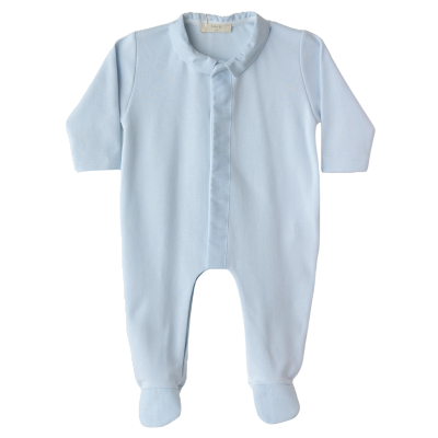 Babygrow algodão azul c/ gola bico