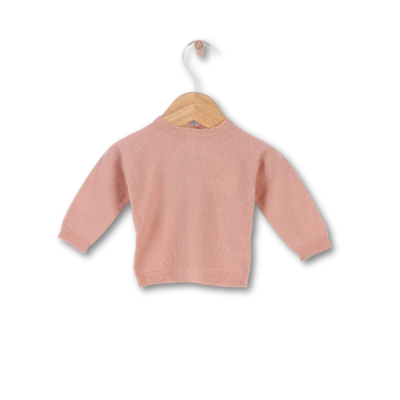 Camisola tricotada em lã merino e caxemira rosa | LITTLE LOVE Wedoble