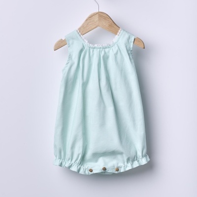 Fofo de alças em tecido xadrez Vichy em verde menta | BREEZE