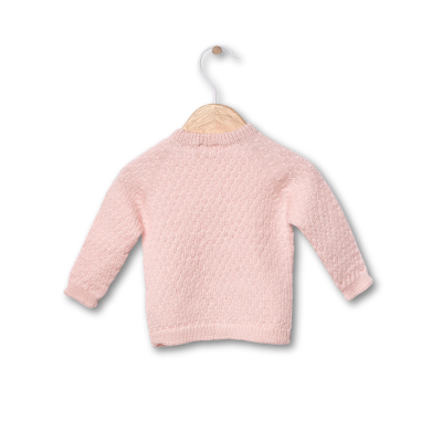 Casaco tricotado em lã merino rosa | COSY Wedoble