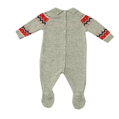 Babygrow malha jaquard com gola em cinzento