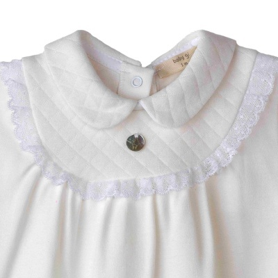 Babygrow algodão pérola com renda