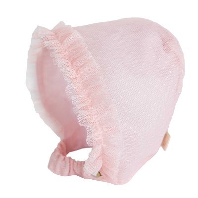 Touca de algodão com tule em rosa pêssego Meadow