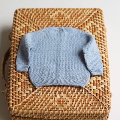 Casaco tricotado em lã merino azul | COSY Wedoble