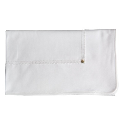 Manta algodão branca com renda