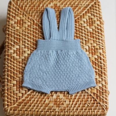 Fofo com alças tricotado em lã merino azul | COSY Wedoble