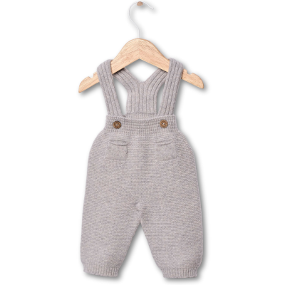 Jardineira com alças tricotadas em lã merino cinzenta | SNOWFLAKE Wedoble