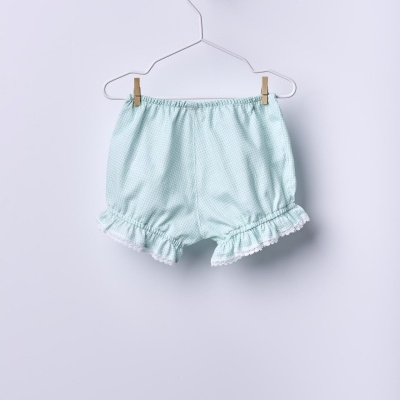 Conjunto em tecido xadrez Vichy verde menta | BREEZE