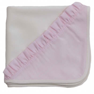 Fralda algodão pérola c/ folhos e pormenor rosa