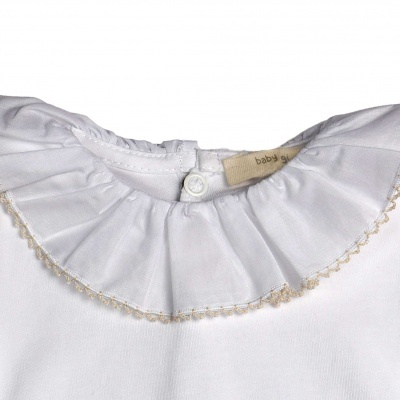 Body Folho Picoeta manga curta contorno bege Baby Gi Collection