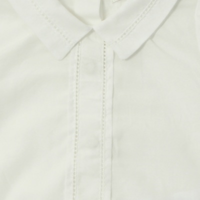 Body camisa manga curta algodão c/ gola bico em branco