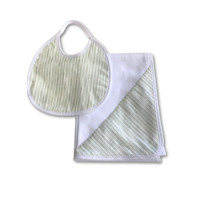 Fralda algodão pérola com riscas verdes Piquenique