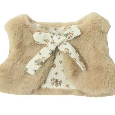 Colete pêlo bege Mouliné c/ fita
