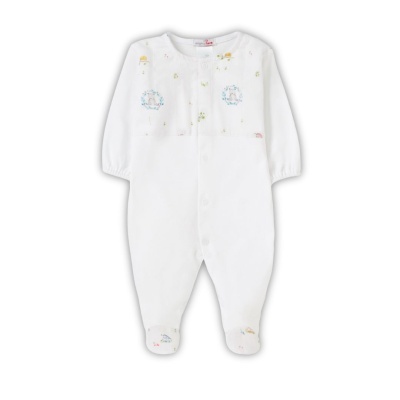 Babygrow de algodão com peito estampado em tons de azul Francisco Maria