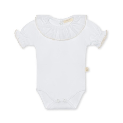 Body Folho Picoeta manga curta contorno bege Baby Gi Collection