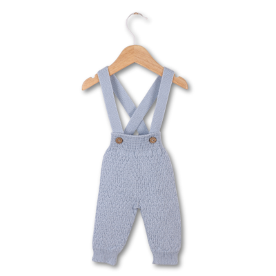 Jardineira com alças tricotadas em lã merino azul | COSY Wedoble