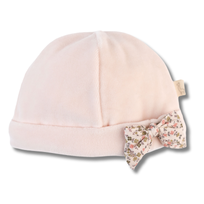 Gorro Laminado com laço rosa pêssego Leah Baby Gi