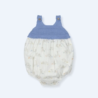 Fofo tecido com peito em malha em azul azafata Cala Moraig