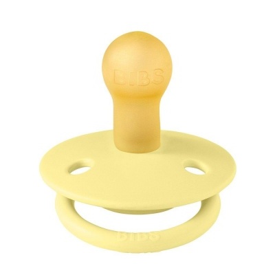 Chupeta de silicone amarela com texto LILIBS gravado