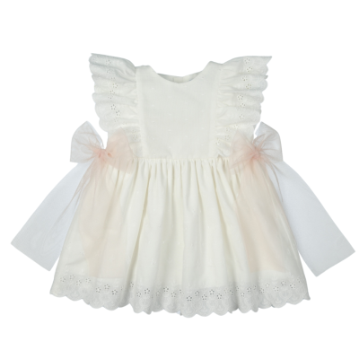 Vestido algodão todo em tecido bordado e mangas bordadas "Especial"