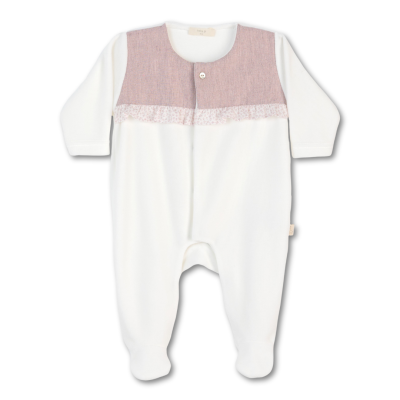 Babygrow Laminado pérola com peito rosa sem gola Riverside Baby Gi